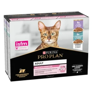 ProPlan Delicate Digestion Adult Pavo y Pescados del Oceano Latas Multipack Gato (Salsa)